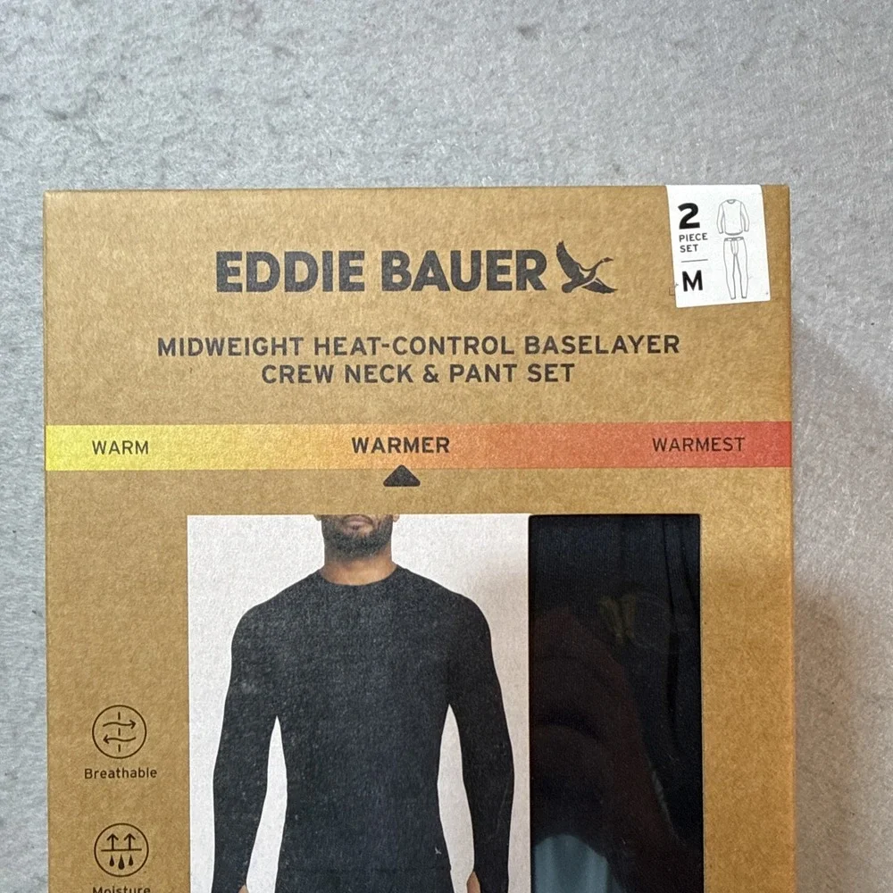 2-Piece Set Eddie Bauer Heavyweight Base Layer Crew Pant  Mens‎ Med